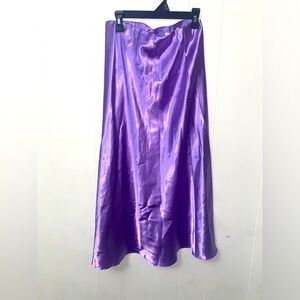 Purple satin midi skirt
